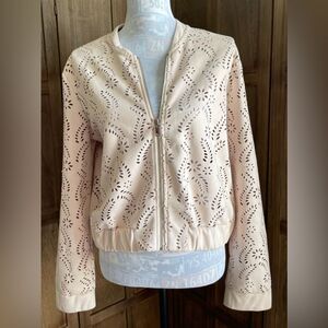 DEX Eyelet Pale Pink zipper jacket.